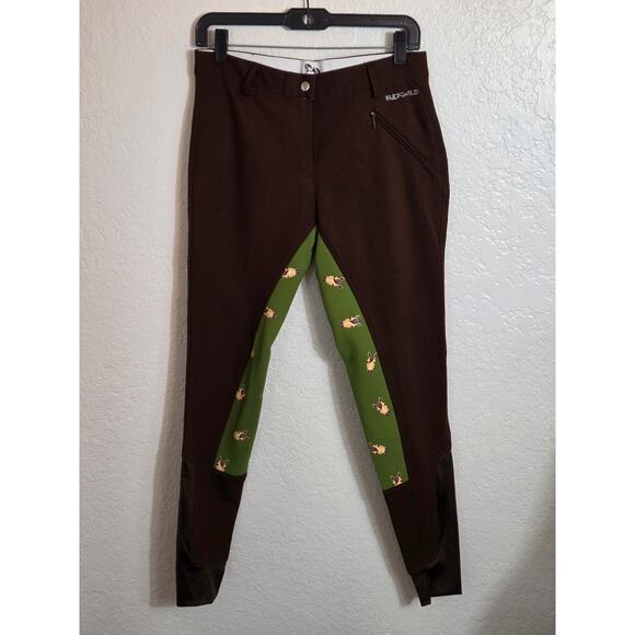 Buckwild Breeches Horse Riding Pants Women's Medium Brown Horse Print Equestrian - Picture 1 of 9